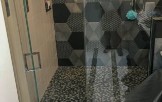 Shower renovation with tiled floors and wall