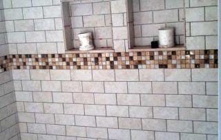 Inlay shelves in shower