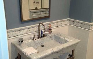 Marble sink in a bathroom remodel